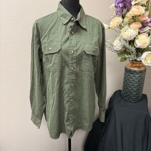 Wrangler Men’s Green Long Sleeve Western Work Shirt Medium – Classic Button Fron